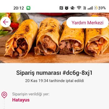 Yemek Sepeti Sipariş İptal Sebebi