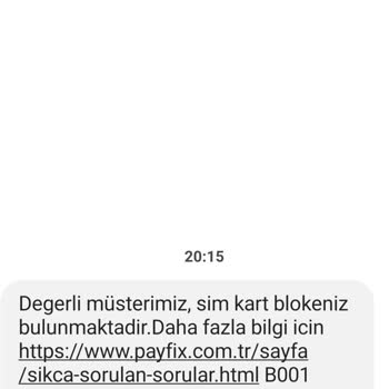 Payfix Sim Kart Bloke Olması