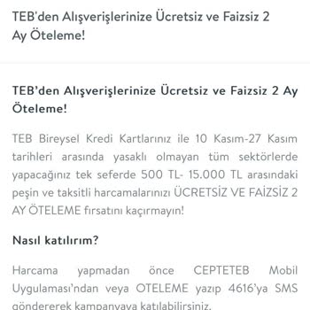TEB Kredi Kartı Kampanya