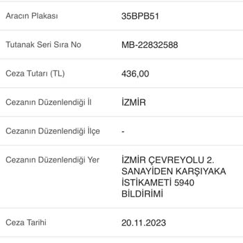 İzmir Emniyet Müdürlüğü Haksız Yere Yazılan Trafik Cezası