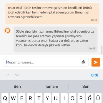 Trendyol Yemek Trendyol Firmaya İstediği Gibi İptal Verirken Müşterilerine Vermemesi