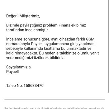 Paycell Kısıtlama İle İlgili Sorun!