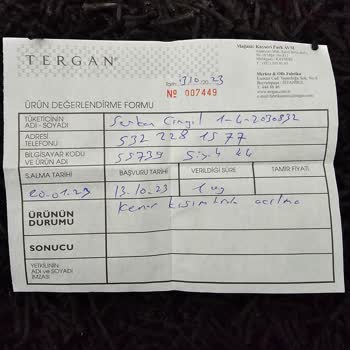 Tergan Kusurlu Ürün Değişim Fiyaskosu.