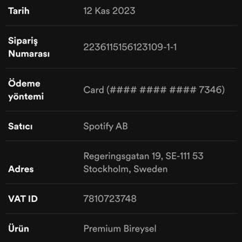 Spotify Kartımdan 400 TL Para Çekti