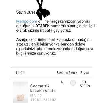 Mango Kafalarına Göre Sipariş İptal Etme