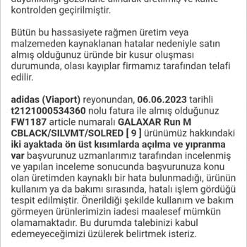 Adidas İn İnceleme Sonrası Kullanıcı Hatası Denmesi