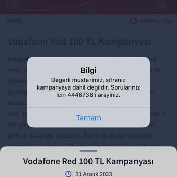 Vodafone Kampanyası Olan Opet 100 Puan Kullanamıyorum