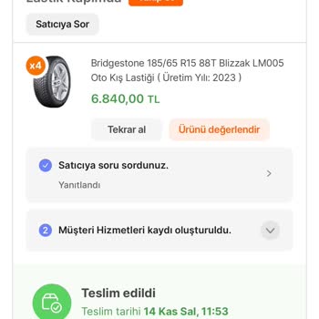 Hepsiburada Yanlış Yıl Üretimi Lastik Teslimi