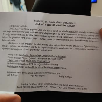 Milli Eğitim Bakanlığı (MEB) Okulun Öğrencilerden Para İstemesi