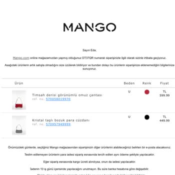 Mango Siparişimi İptal Etti