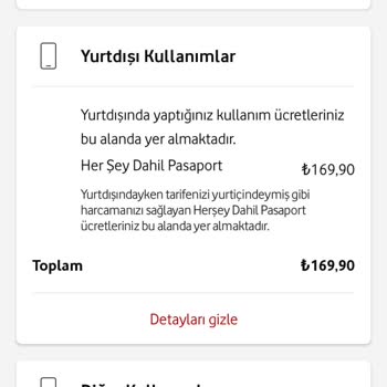 Vodafone Talebim Olmadan Her Şey Dahil Pasaport Paketi Eklemiş