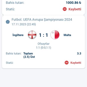 1XBET Kabul Etmediği Hatalı Kupon