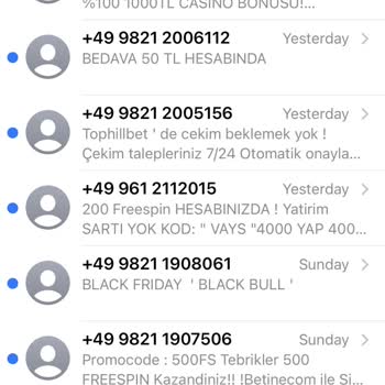 Türk Telekom Yurt Dışından Gelen Bahis SMS'leri