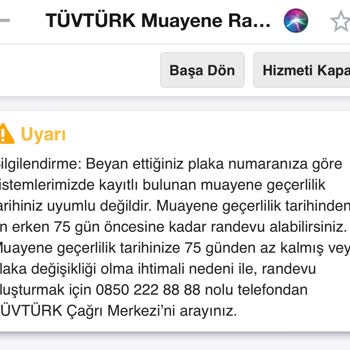 Tüvtürk Muayene Randevu Hatası