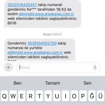 Aras Kargo Mesajı Yurt Dışı Edilmiştir