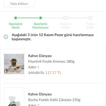 Kahve Dünyası Siparişi Geciken Kargo