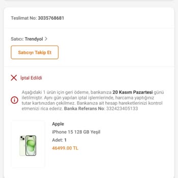 Trendyol Siparişimi İptal Etti