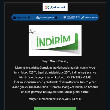 ÇiçekSepeti Yanlış Ürün Gönderimi