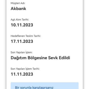AGT Kurye (aynigunteslim.com) Kredi Kartı Teslimat Yapılmıyor