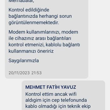 Comnet İnternet Teknik Servis Göndermiyor