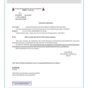 TEB İcra Dosyalarım Kapandığı Halde Blokenin Kalkmaması