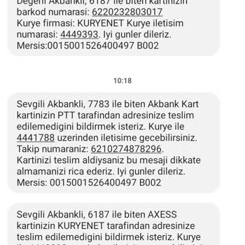 Akbank Kuryenet Kart Teslimi Başarısızlığını