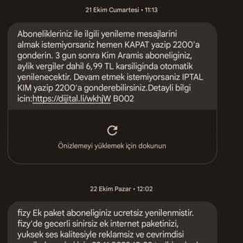 Turkcell Bilgi Vermeden Fizy Aboneliği Açıyor