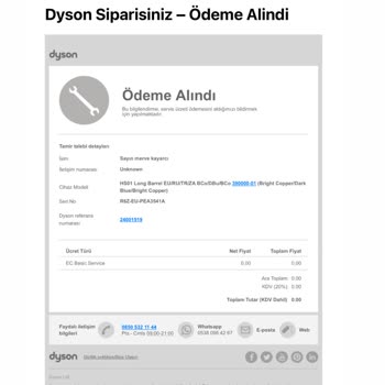 Dyson Hizmet Alamadım, Ödemem İade Edilmiyor!