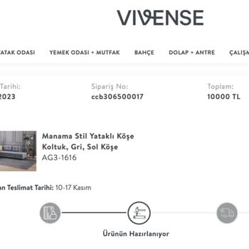 Vivense.com Sipariş Gecikmesi ve Bilinmeyen Gecikme Tarihi