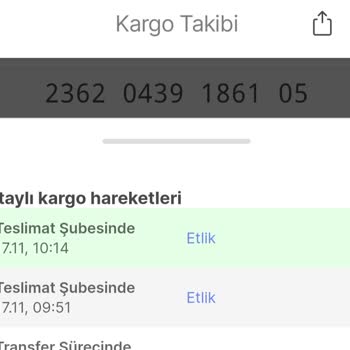 17.11.2023 Tarihinden Beri Kargom Sürat Kargo Etlik Şubede