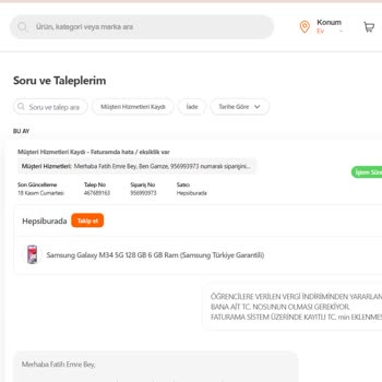 Hepsiburada Çevrimiçi Alışveriş Sitesinde Fatura İşlemleri Ve Müşteri Hizmetleri Sorunları
