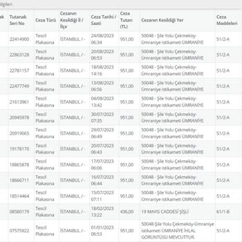 Gelir İdaresi Başkanlığı Şile Otoyolu Hız Cezalarının Vaktinde Tebliğ Edilmemesi
