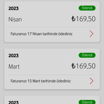 Vodafone Faturalı Hat Tutarı