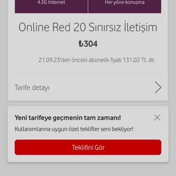 Vodafone Faturalı Hat Tutarı