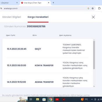 Aras Kargo Konya Geçit Şube Kargomu Getirmedi Ve Geri Gitti Ürün