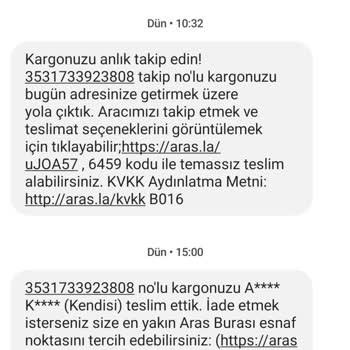 Aras Kargo Teslim Edilmemesine Rağmen Teslim Edildi Olarak Görünen Ürünler