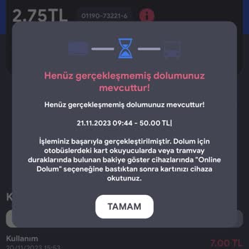 Kent Kart Online Dolum Gerçekleşmedi
