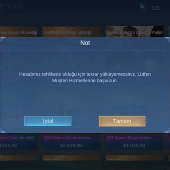 Mobile Legends Elmas Yükleme Hatası