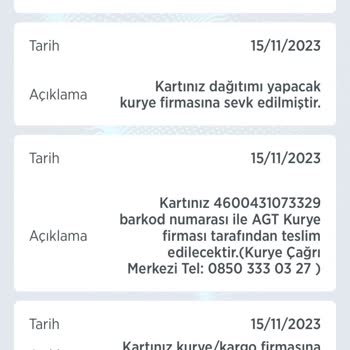 AGT Kurye (aynigunteslim.com) Kartım Teslim Edilmedi