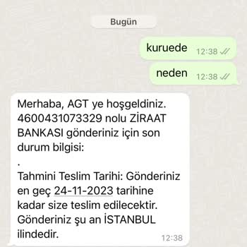 AGT Kurye (aynigunteslim.com) Kartım Teslim Edilmedi