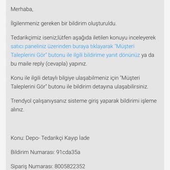 Trendyol Bilgim Dışı İşlemler