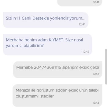 N11 Sorumsuz Canlı Destek Hattı