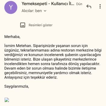 Yemeksepeti Ücret İadesi Yapmıyor.