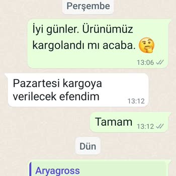 Arya Gross 10 Gün Önce Nakit EFT İle Ödeme Yaptım. Ürün Göndermiyorlar