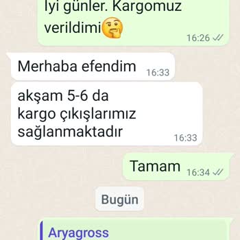 Arya Gross 10 Gün Önce Nakit EFT İle Ödeme Yaptım. Ürün Göndermiyorlar