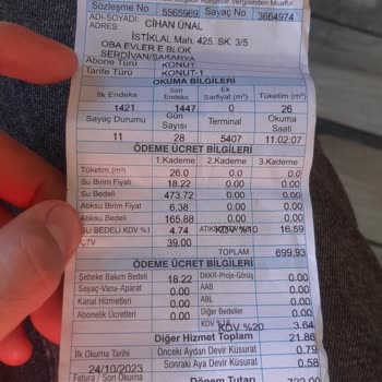 SASKİ Yüksek Fatura Bedeli 722 TL