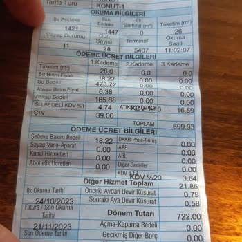 SASKİ Yüksek Fatura Bedeli 722 TL