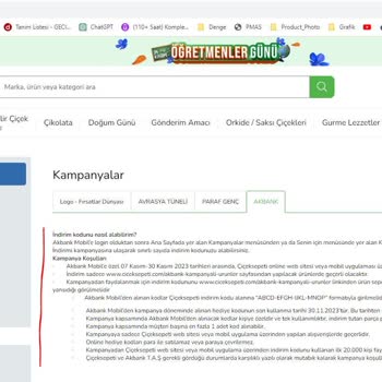 Çiçeksepeti.com Akbank İndirimi Kullandırmıyor Müşteri Hizmetleri Yok!