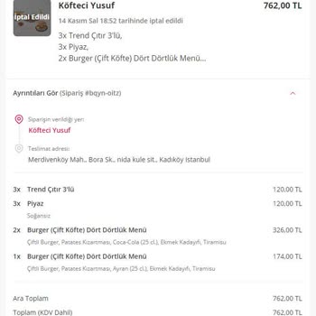 Yemeksepeti.com Ücret İadesi Yapmıyor