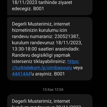Türk Telekom Bağlantı Randevusuna Uyulmuyor.